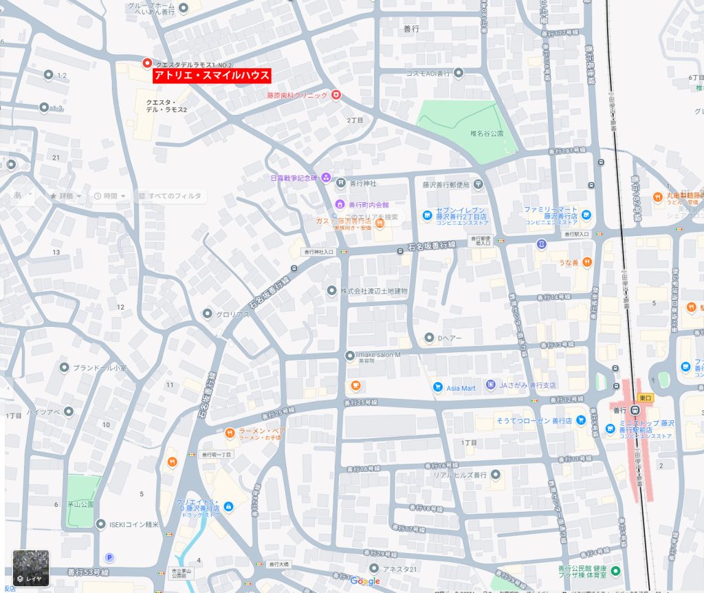 ヘアサロン アトリエ・スマイルハウス 善行駅からの地図